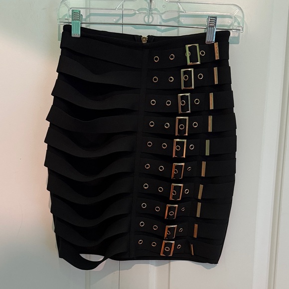 Dresses & Skirts - Black Buckled Bandage Mini Skirt